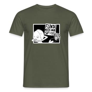 FLINTA Needs More Space! - Men's T-Shirt - military green - Front - AI Model Male 178 light (178cm)