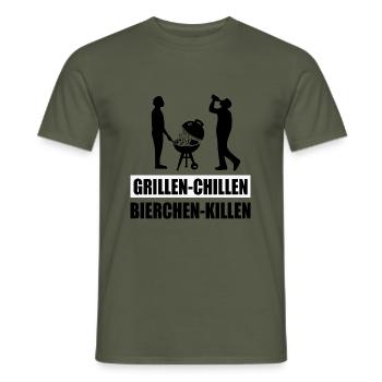 BBQ - Männer T-Shirt - Militärgrün - Vorne - AI Model Male 178 light (178cm)