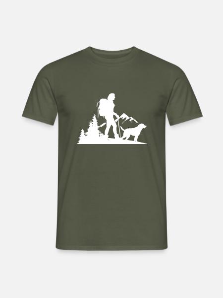 Wandern Berge Wald Hund - Männer T-Shirt - Militärgrün