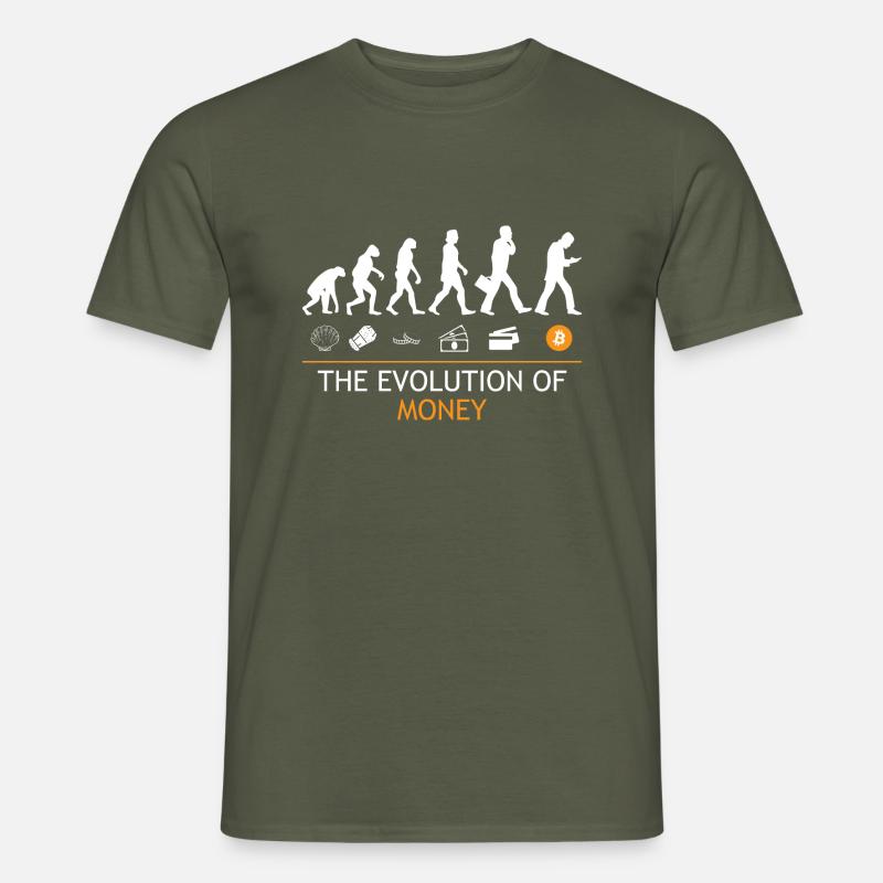 Die Evolution der Geld-Bitcoins - Männer T-Shirt - Militärgrün