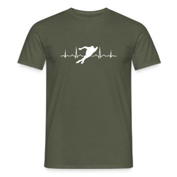 Heartbeat Speed Skating Speed Skating Men's Spee - Men's T-Shirt - military green - Front - AI Model Male 178 light (178cm)