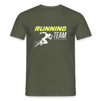 Running Team 1 - Men's T-Shirt - military green - Front - AI Model Male 178 light (178cm)