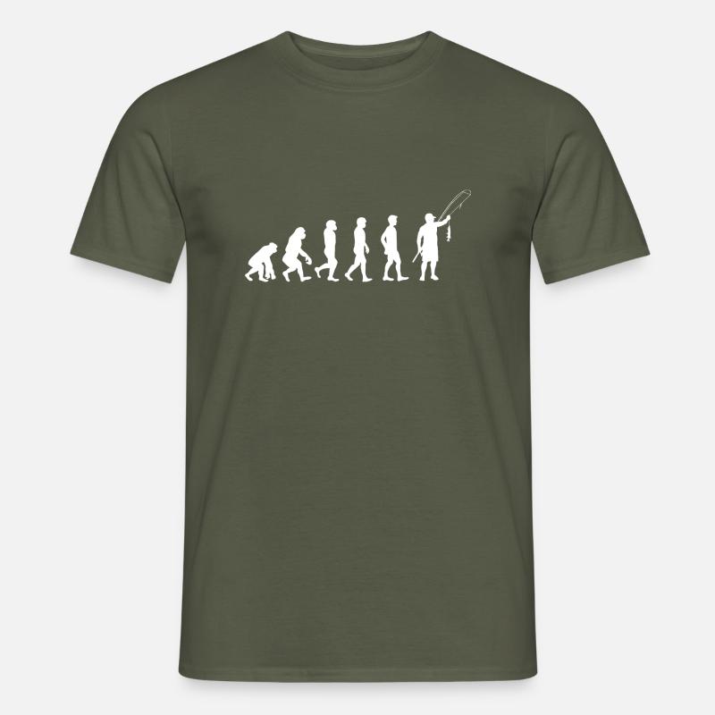 Evolution Angler weiß - Männer T-Shirt - Militärgrün