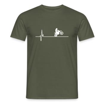 Motocross Herzschlag - Männer T-Shirt - Militärgrün - Vorne - AI Model Male 178 light (178cm)