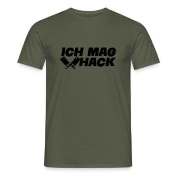 ich mag hack - Männer T-Shirt - Militärgrün - Vorne - AI Model Male 178 light (178cm)