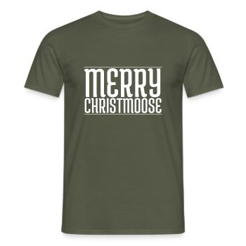 christmas present dinosaur tshirt antlers caution - Männer T-Shirt - Militärgrün - Vorne - AI Model Male 178 light (178cm)