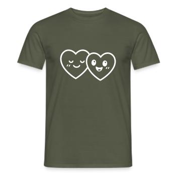 Herzen Paar Liebe - Männer T-Shirt - Militärgrün - Vorne - AI Model Male 178 light (178cm)