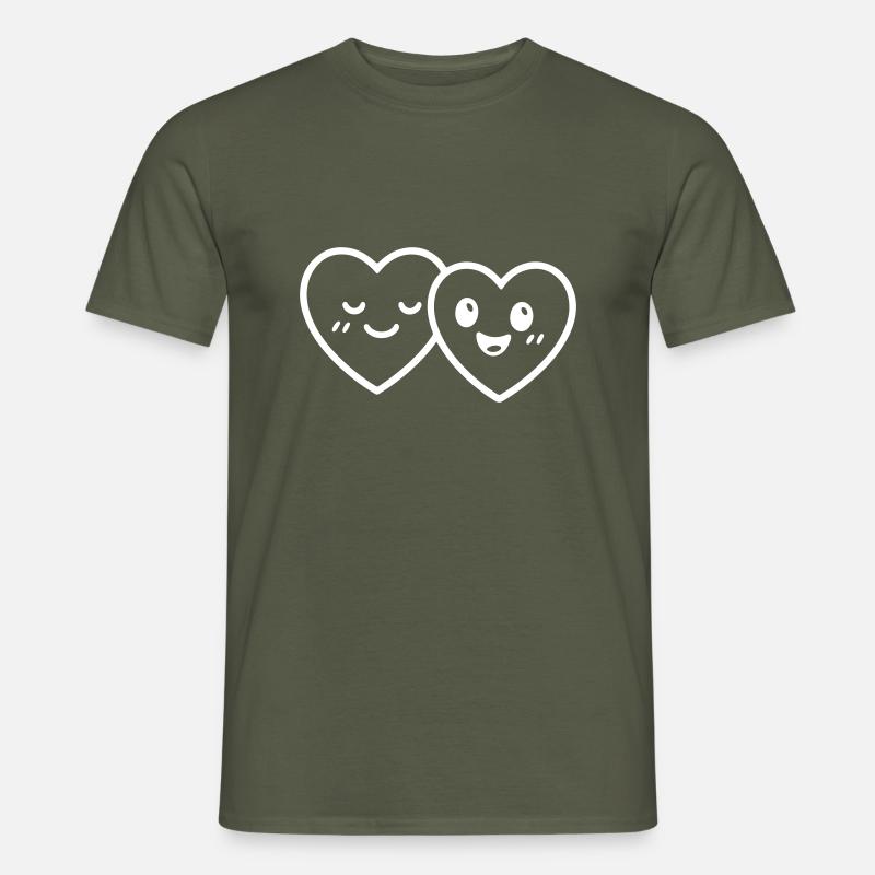 Coeurs Couple Amour - T-shirt homme - vert militaire