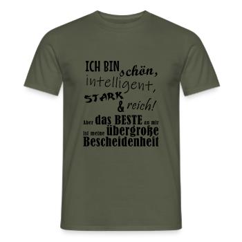 Lustiger Spruch meine übergroße Bescheidenheit - Männer T-Shirt - Militärgrün - Vorne - AI Model Male 178 light (178cm)