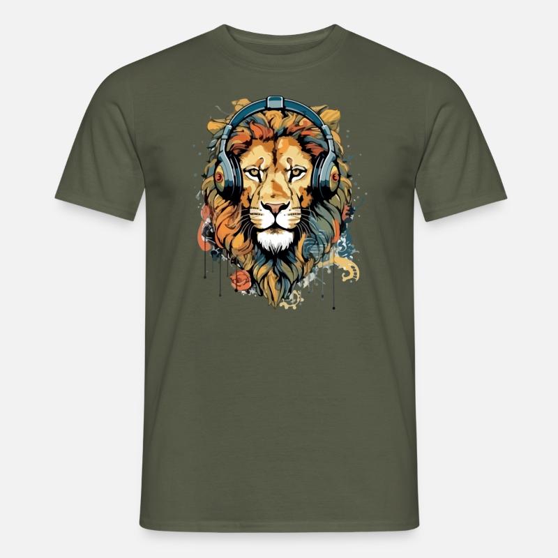 Jack, der audiophile Löwe - Männer T-Shirt - Militärgrün