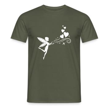Coeurs d’elfes de fée - T-shirt homme - vert militaire - Devant - AI Model Male 178 light (178cm)