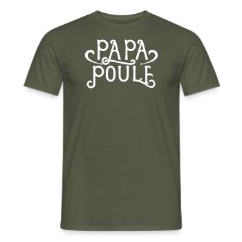 Papa poule - T-shirt homme - vert militaire - Devant - AI Model Male 178 light (178cm)