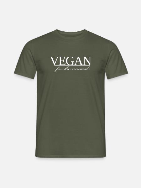 vegan for the animals (white print) - Männer T-Shirt - Militärgrün