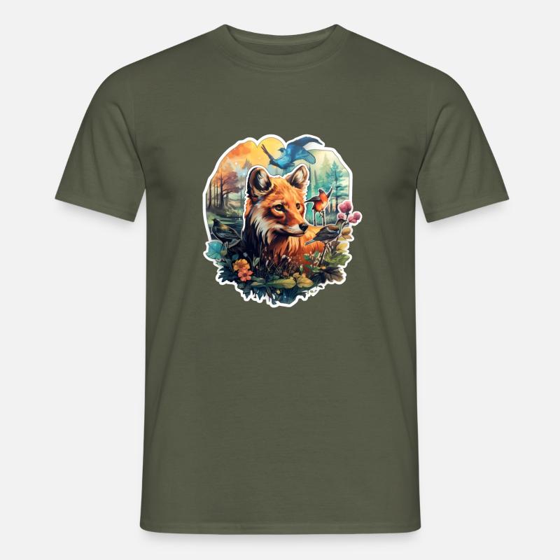 Fuchs auf einer Lichtung - Männer T-Shirt - Militärgrün