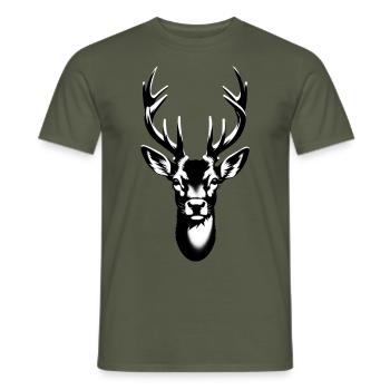 Hirsch | Hirschgeweih | Hirschkopf - Männer T-Shirt - Militärgrün - Vorne - AI Model Male 178 light (178cm)