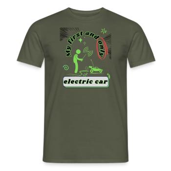 Skeptical about electric cars, EVs - Men's T-Shirt - military green - Front - AI Model Male 178 light (178cm)