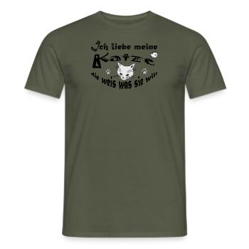 Ich liebe meine Katze, die weis was sie will - Männer T-Shirt - Militärgrün - Vorne - AI Model Male 178 light (178cm)