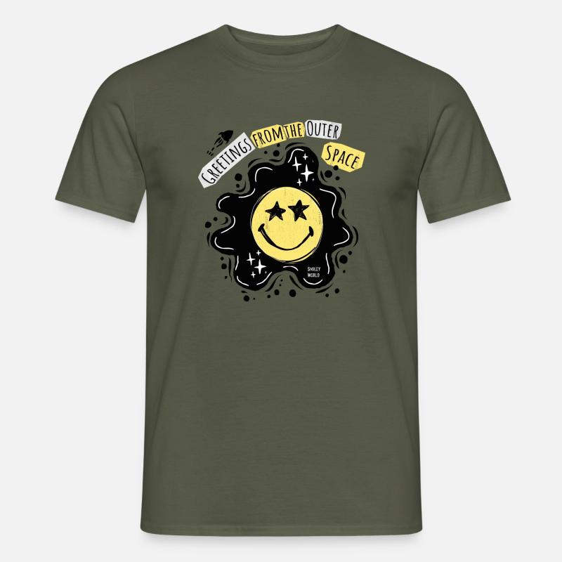 SmileyWorld-OuterSpace - Männer T-Shirt - Militärgrün