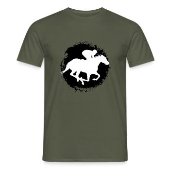 Cavalier, Cheval - T-shirt homme - vert militaire - Devant - AI Model Male 178 light (178cm)