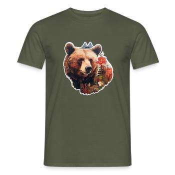 Ours à l’état sauvage - T-shirt homme - vert militaire - Devant - AI Model Male 178 light (178cm)