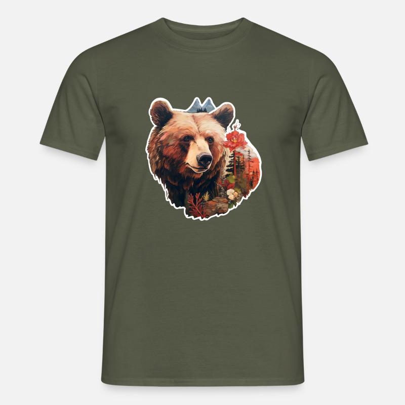 Bär in der Wildnis - Männer T-Shirt - Militärgrün