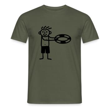Strichmännchen mit Schwimmreifen - Männer T-Shirt - Militärgrün - Vorne - AI Model Male 178 light (178cm)