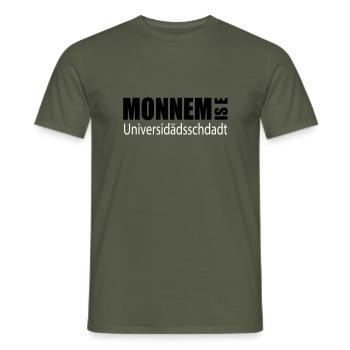 Monnem is e Universidädsschdadt - Männer T-Shirt - Militärgrün - Vorne - AI Model Male 178 light (178cm)