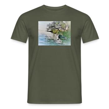 Nature, Water, Trees - Men's T-Shirt - military green - Front - AI Model Male 178 light (178cm)