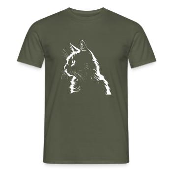 Cat, Cat Motif - Men's T-Shirt - military green - Front - AI Model Male 178 light (178cm)