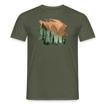 Bergwald Panorama (Grün/Gelb) - Männer T-Shirt - Militärgrün - Vorne - AI Model Male 178 light (178cm)