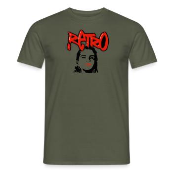 Femme confiante rétrostyle - T-shirt homme - vert militaire - Devant - AI Model Male 178 light (178cm)