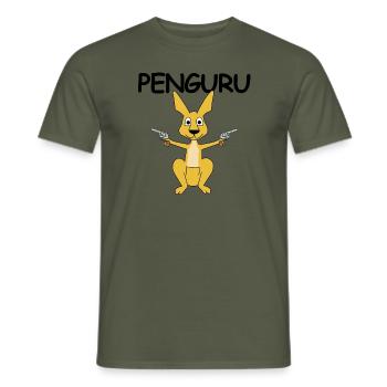 Penguru | Känguru, Pistole, Revolver, Polizei - Männer T-Shirt - Militärgrün - Vorne - AI Model Male 178 light (178cm)