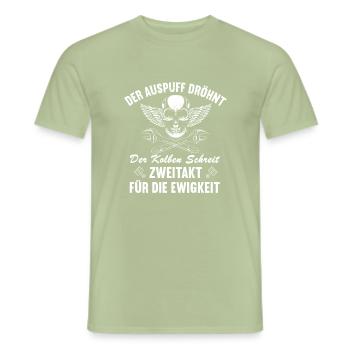 Der Auspuff dröhnt, der Kolben schreit... S50 S51 - Männer T-Shirt - Sage - Vorne - AI Model Male 178 light (178cm)