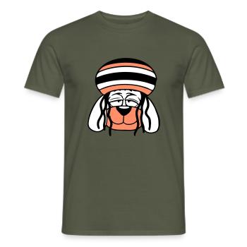 Dog Reggae Dreadlocks Hat Chill Relaxed Cool - Men's T-Shirt - military green - Front - AI Model Male 178 light (178cm)