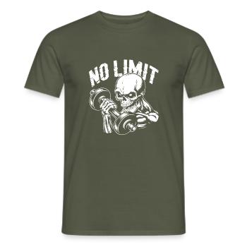Entraînement de musculation du crâne et No Limit - T-shirt homme - vert militaire - Devant - AI Model Male 178 light (178cm)