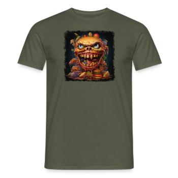 Monster Burger Restauration rapide Halloween - T-shirt homme - vert militaire - Devant - AI Model Male 178 light (178cm)