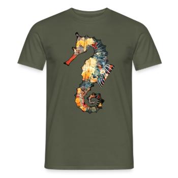 Sea horse - Men's T-Shirt - military green - Front - AI Model Male 178 light (178cm)