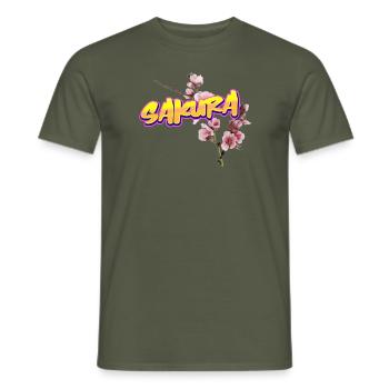 Sakura - T-shirt homme - vert militaire - Devant - AI Model Male 178 light (178cm)