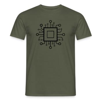 CircuitDot - Männer T-Shirt - Militärgrün - Vorne - AI Model Male 178 light (178cm)