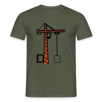 Grue de construction Grue de levage Construction - T-shirt homme - vert militaire - Devant - AI Model Male 178 light (178cm)
