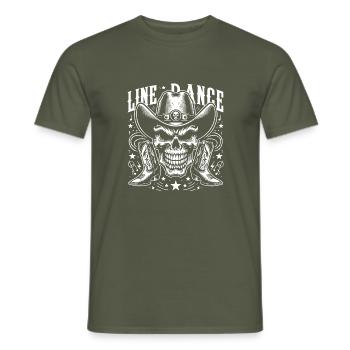 Line Dance Skull with Stetson and Boots and Lasso - Men's T-Shirt - military green - Front - AI Model Male 178 light (178cm)
