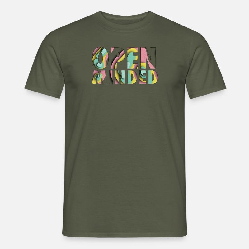 OPEN MINDET, Unisex,Regenbogen - Männer T-Shirt - Militärgrün