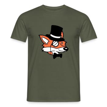 Fox Red Fox Sir Mr. Top Hat Monocle Glasses - Men's T-Shirt - military green - Front - AI Model Male 178 light (178cm)