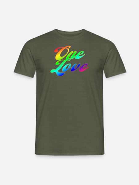 Trash Asset - One Love [rainbow] - Männer T-Shirt - Militärgrün