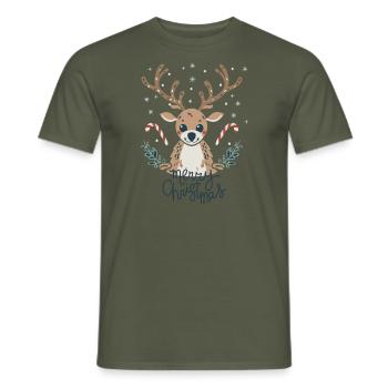 Rentier Weihnachtsgeschenk Hässlicher Pullover Lustig ho ho - Männer T-Shirt - Militärgrün - Vorne - AI Model Male 178 light (178cm)