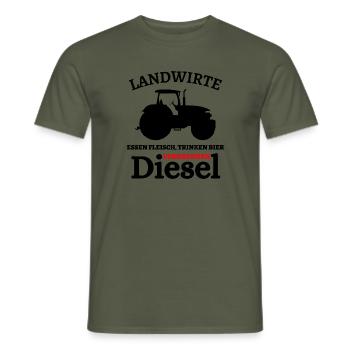 Landwirte- Essen Fleisch Trinken Bier ... - Männer T-Shirt - Militärgrün - Vorne - AI Model Male 178 light (178cm)