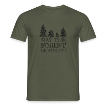 Saying with fir trees (hatching style) - Men's T-Shirt - military green - Front - AI Model Male 178 light (178cm)