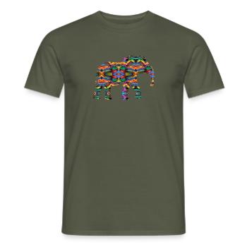 kunterbunter Elefant - Männer T-Shirt - Militärgrün - Vorne - AI Model Male 178 light (178cm)