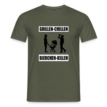 BBQ - Männer T-Shirt - Militärgrün - Vorne - AI Model Male 178 light (178cm)