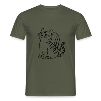 Cat Guardian Angel Mau - Men's T-Shirt - military green - Front - AI Model Male 178 light (178cm)
